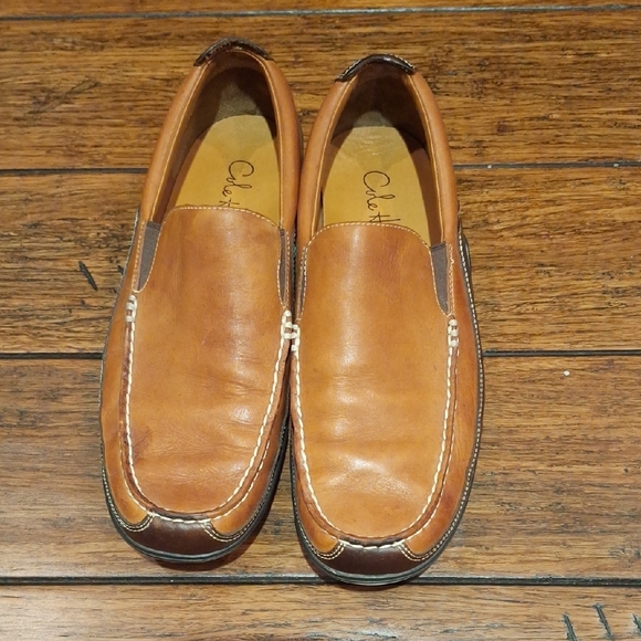 COLE HAAN Men's Tan And Brown Leather Driving Loafers - Picture 1 of 6